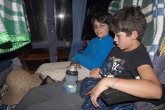 Boys on board on the night bus